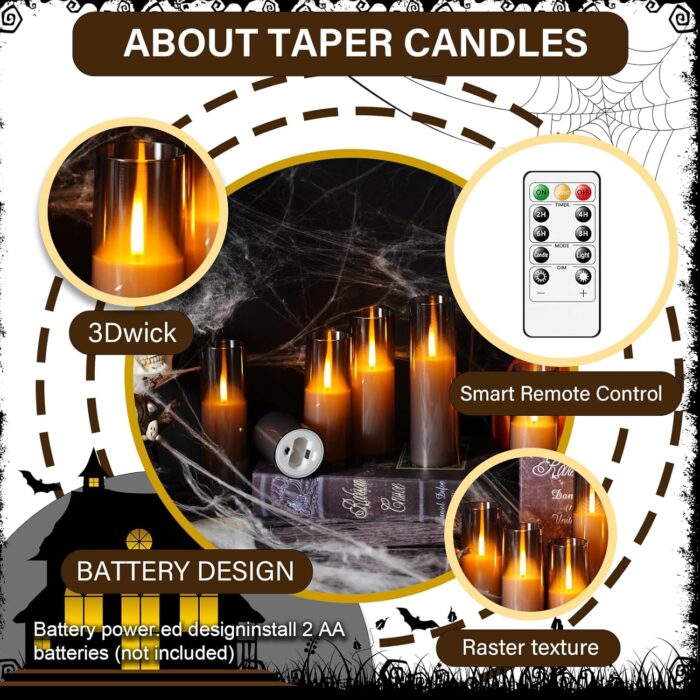 Flameless LED Candles Upgraded Realistic Flickering Flame,7Pcs Battery Operated Candles with Remote Timers,LED Pillar Candles for Home Decor,Christmas,and Parties（Grey） - Image 4