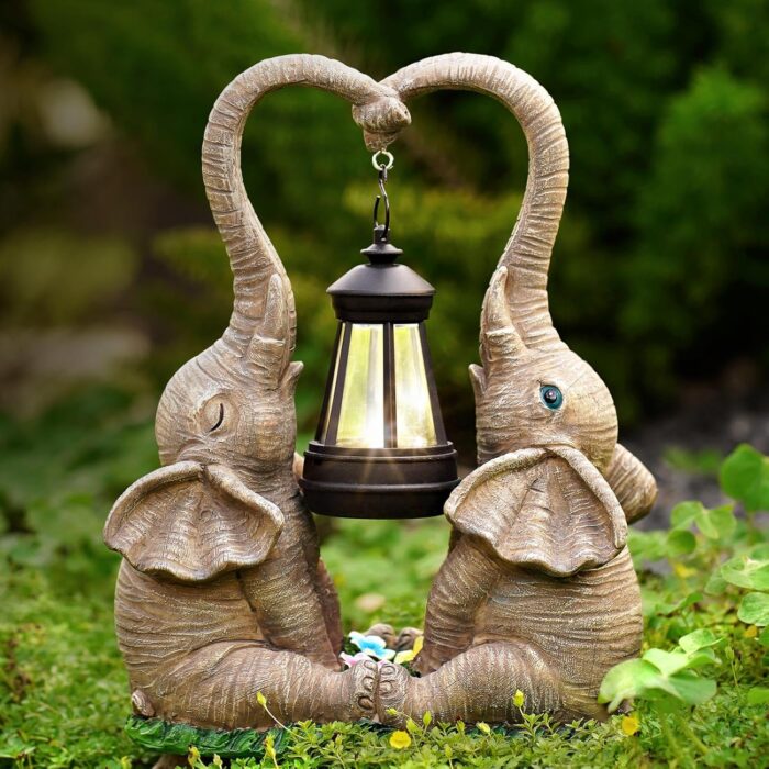 Elephant Statue Garden Decor with LED Solar Lights-Set of 2 Good Luck Elephant Outdoor Statue Christmas Decorations for Yard Patio,Porch,Home -Mothers Day Gifts for Women, Mom, Grandma - Image 7