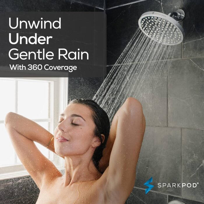 SparkPod Shower Head - High Pressure Rain - Premium Quality Luxury Design - 1-Min Install - Easy Clean Adjustable Replacement for Your Bathroom Shower Heads (Luxury Polished Chrome, 8 Inch Round) - Image 3
