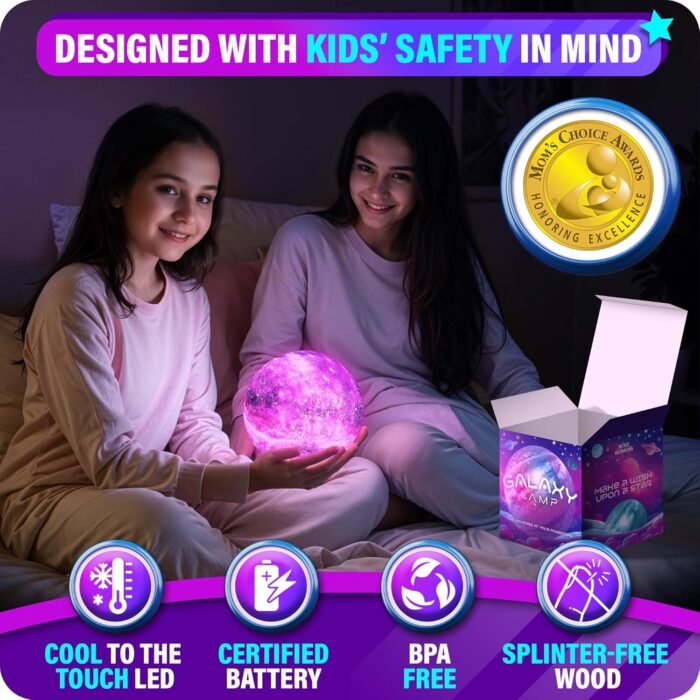 Mind-Glowing Galaxy Moon Lamp with Multi Colors, Touch/Remote, Wood Stand - Teen Girl Room Decor, Trendy Stuff - Birthday Gift for Any Year Old Teenage Girl - Cool Night Light for Kids (5.9 inch) - Image 5