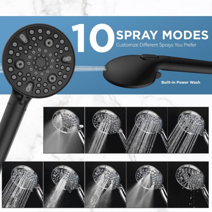 Dual Filtered Rain Shower Head Combo, High Pressure Handheld Shower Head with Adjustable Bar - Rainfall Shower Head And Showerhead with Filter for Hard Water - Removes Chlorine - Image 6