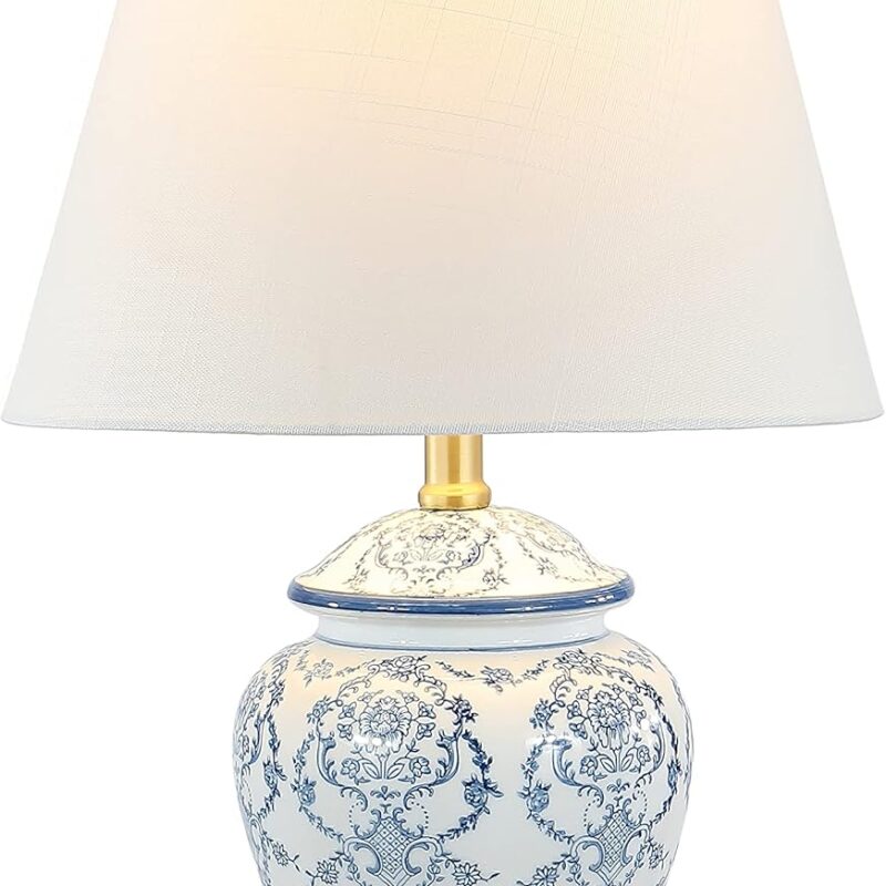 JONATHAN Y JYL3085A Juliana 22.25" Traditional Classic Chinoiserie Ceramic LED Table Lamp French Country Bedside Desk Nightstand Lamp for Bedroom Living Room Office College Bookcase, Blue/White