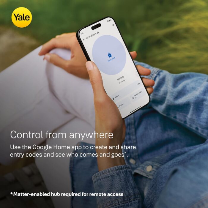 Yale Matte Black Keyed Deadbolt Smart Lock with Google Matter, YRD510-MT1-BLK - Image 4