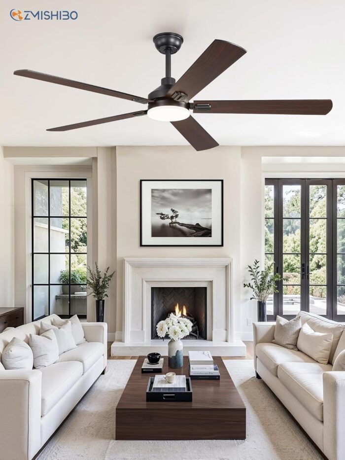 ZMISHIBO 60" Ceiling Fans with Lights, Black Modern Ceiling Fan with Remote, Farmhouse Indoor Ceiling Fan with Dual Finish Blades, Quiet & Strong Motor, Bright LED Light. - Image 8
